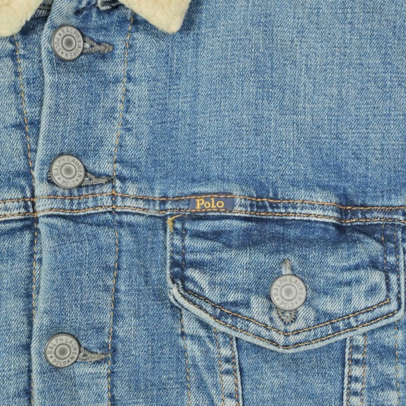 Vtg Polo Jeans Co. Ralph Lauren USA Flag Denim Jacket Youth L Women's S/Petite?? - Picture 5 of 16